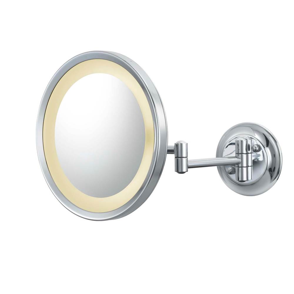 Aptations Round Magnified Mirror With Switchable Light Color in Chrome
