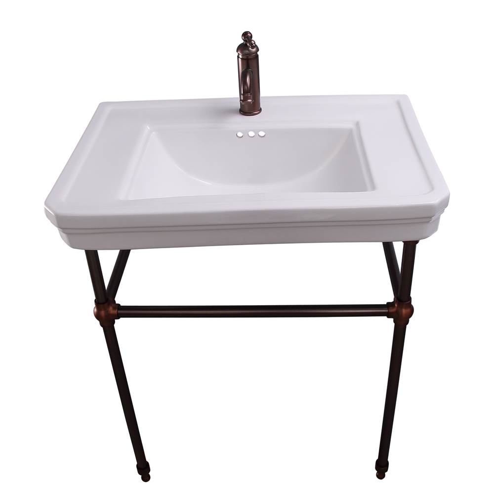 Barclay Drew 30'' Console w/Stand, White, 1 Faucet Hole, PB Stand