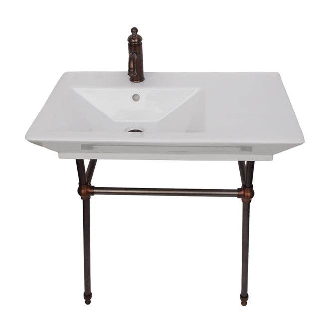 Barclay Opulence Console 31-1/2'', RectBowl, 8'' WS, White, ORB Stand