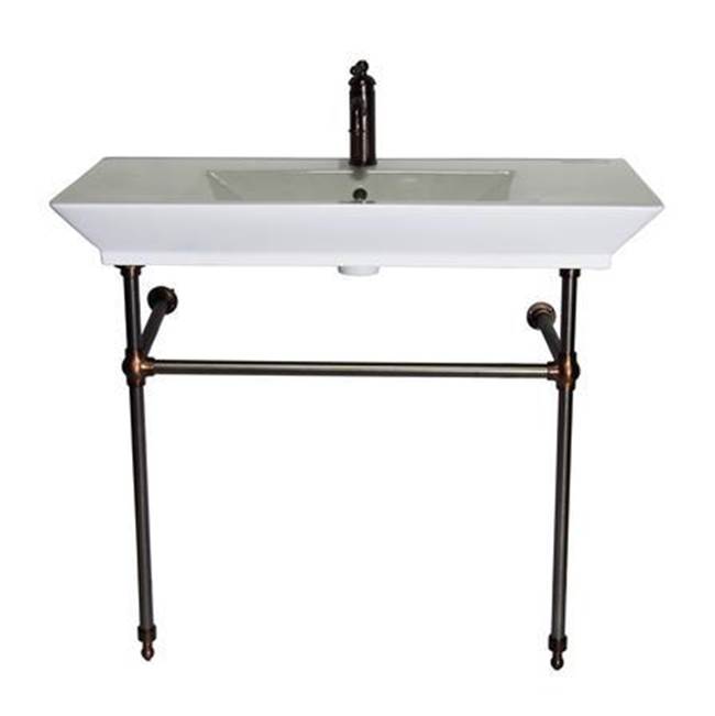 Barclay Opulence Console 39-1/2'', RectBowl, 8'' WS, White, BN Stand