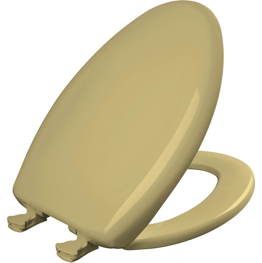 Bemis Elongated Plastic Toilet Seat with WhisperClose with EasyClean & Change Hinge and STA-TITE in Harvest Gold