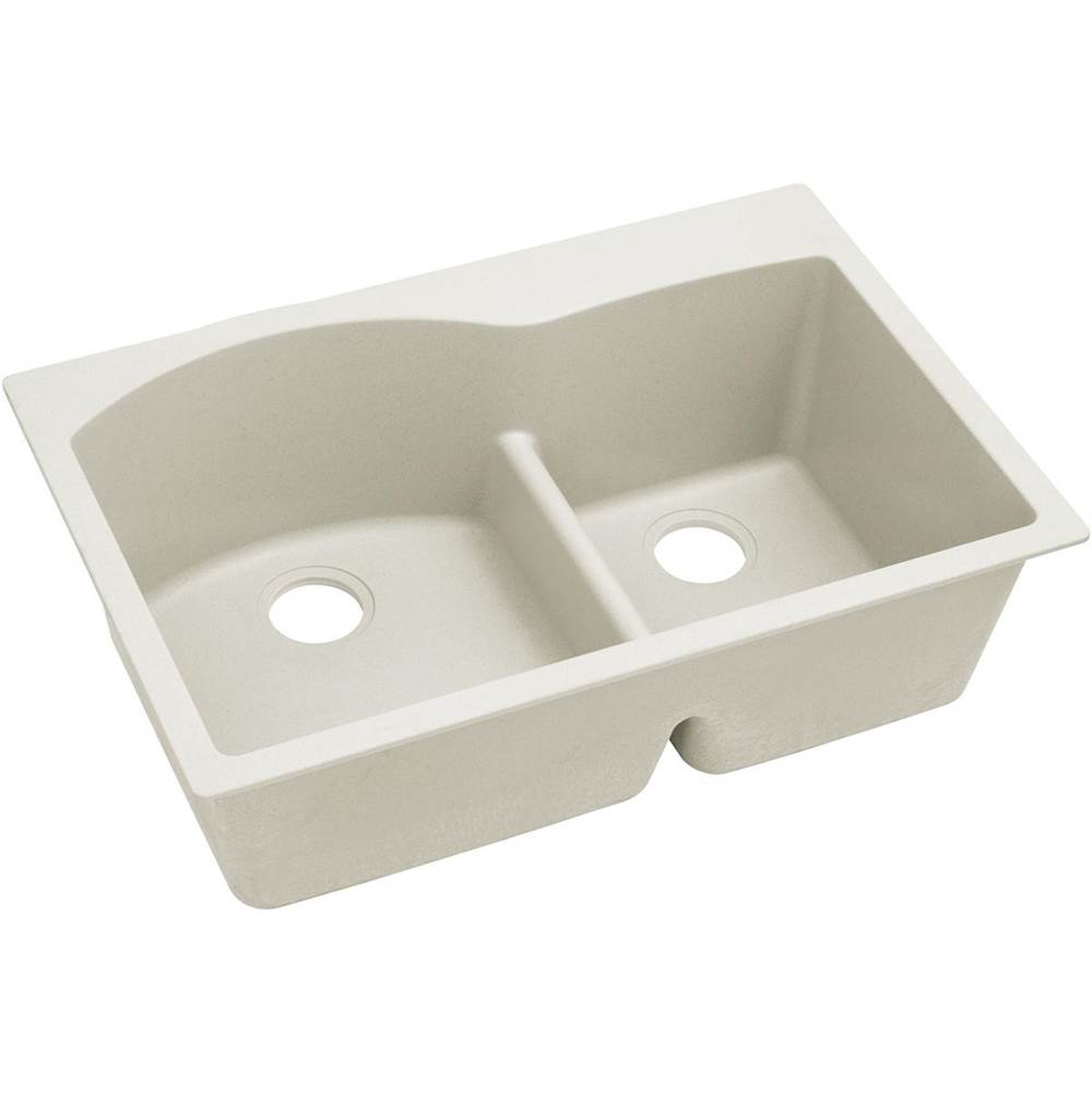 Elkay Reserve Selection Elkay Quartz Luxe 33'' x 22'' x 10'', Offset 60/40 Double Bowl Drop-in Sink with Aqua Divide, Ricotta