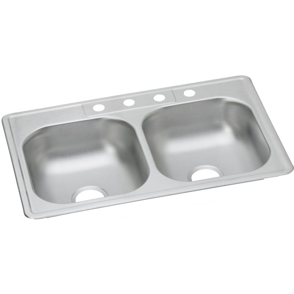 Elkay Dayton Stainless Steel 33'' x 21-1/4'' x 6-9/16'', 5-Hole Equal Double Bowl Drop-in Sink
