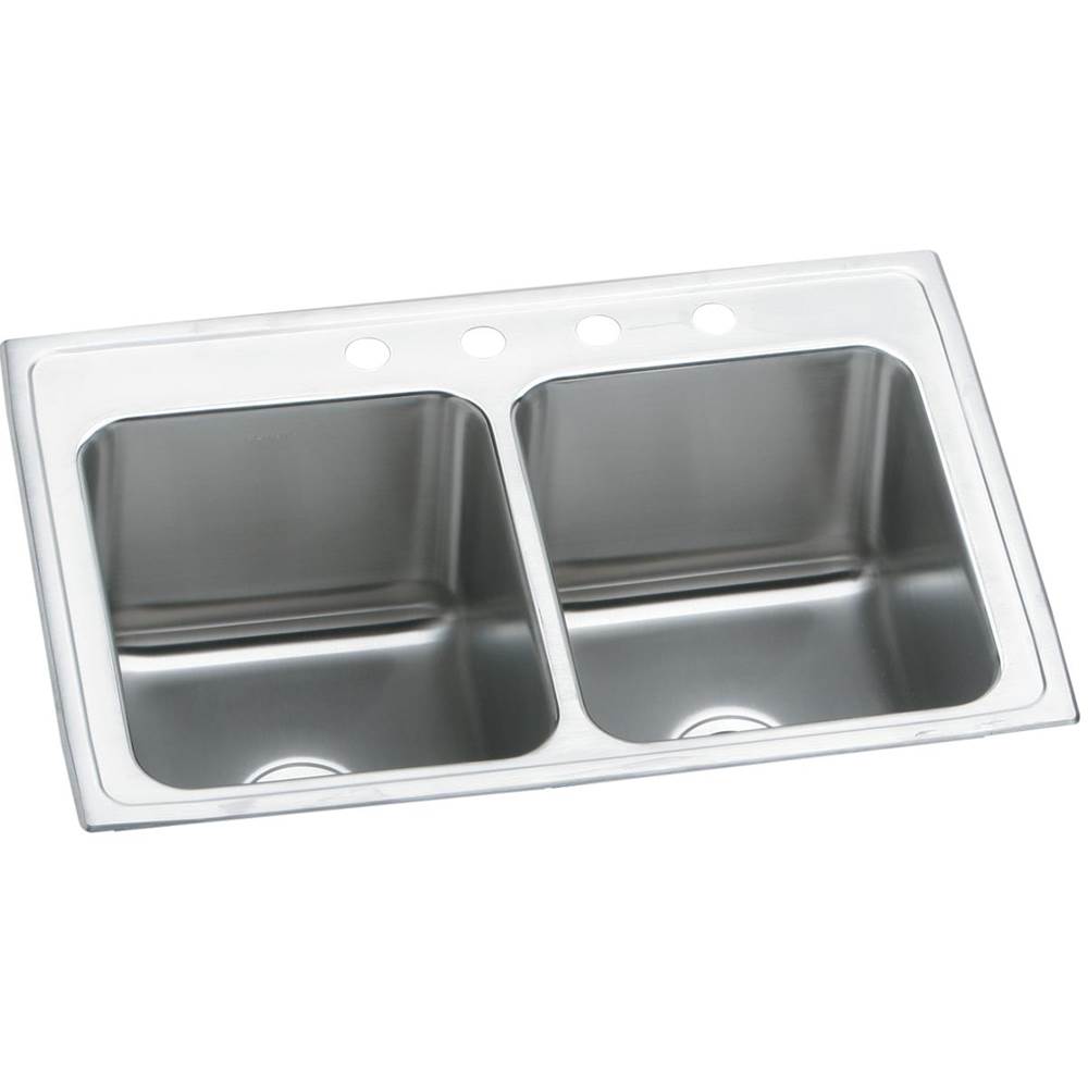 Elkay Lustertone Classic Stainless Steel 37'' x 22'' x 10-1/8'', MR2-Hole Equal Double Bowl Drop-in Sink