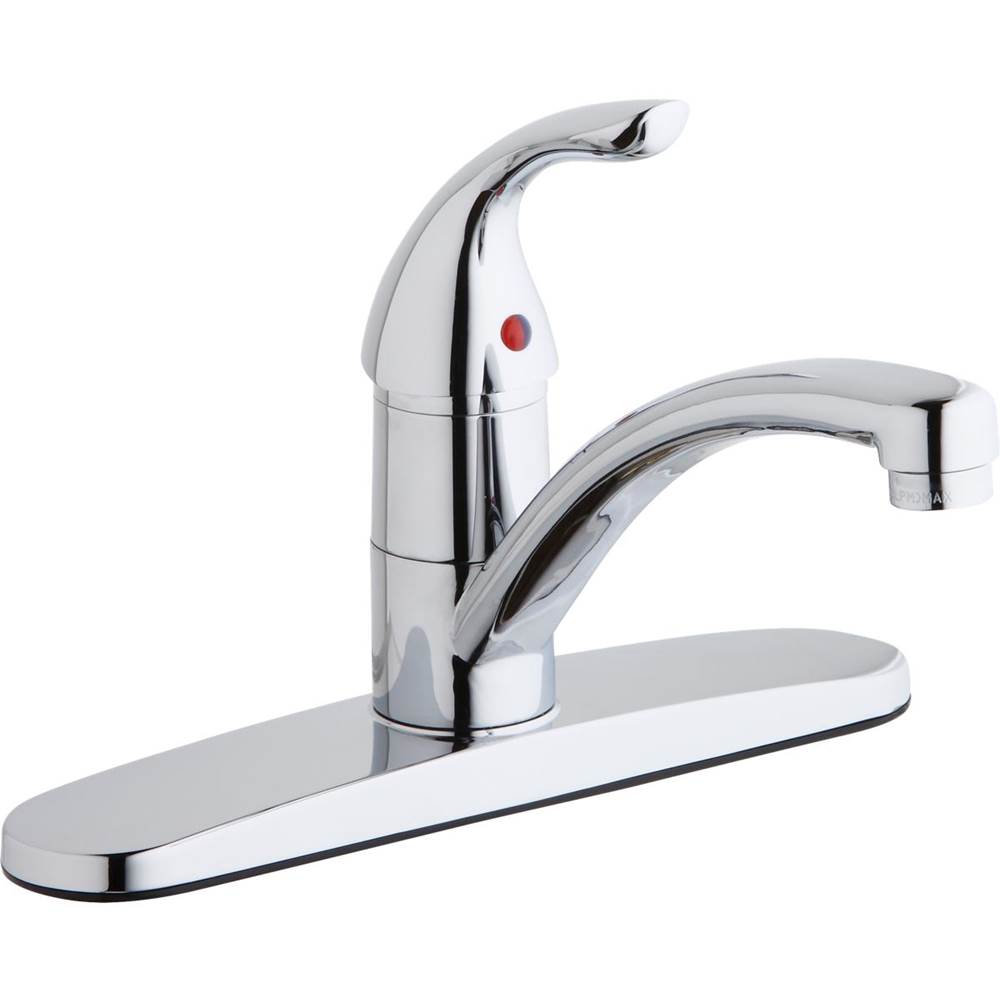 Elkay Everyday Three Hole Deck Mount Kitchen Faucet with Lever Handle and Deck Plate/Escutcheon Chrome