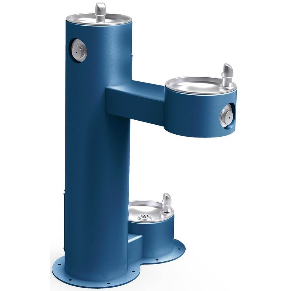 Elkay Outdoor Fountain Bi-Level Pedestal with Pet Station, Non-Filtered Non-Refrigerated, Freeze Resistant, Blue