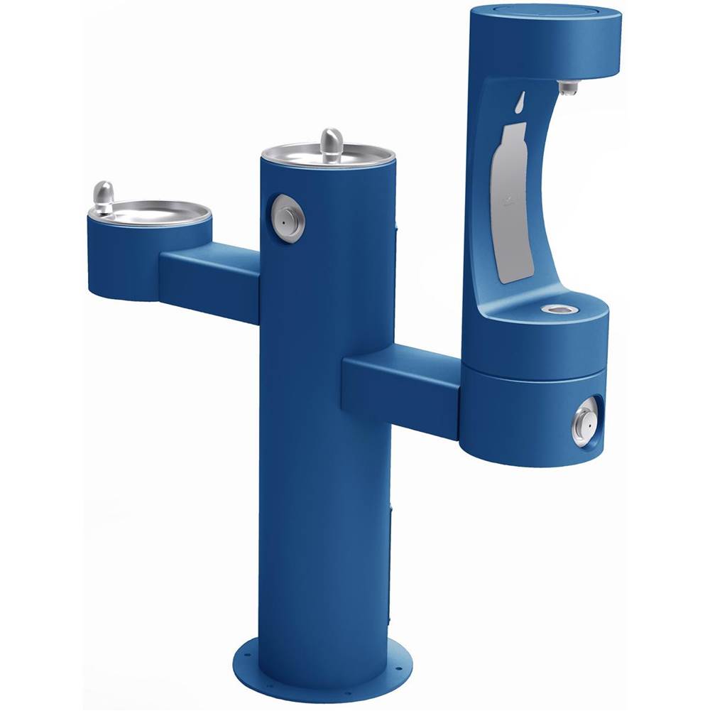 Elkay Outdoor ezH2O Lower Bottle Filling Station Tri-Level Pedestal, Non-Filtered Non-Refrigerated Blue