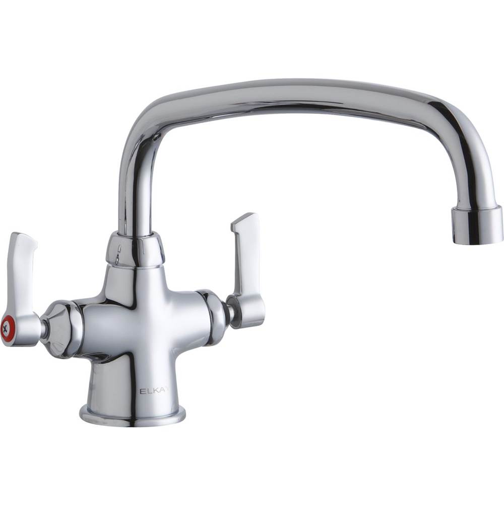 Elkay Single Hole with Concealed Deck Faucet with 14'' Arc Tube Spout 2'' Lever Handles Chrome