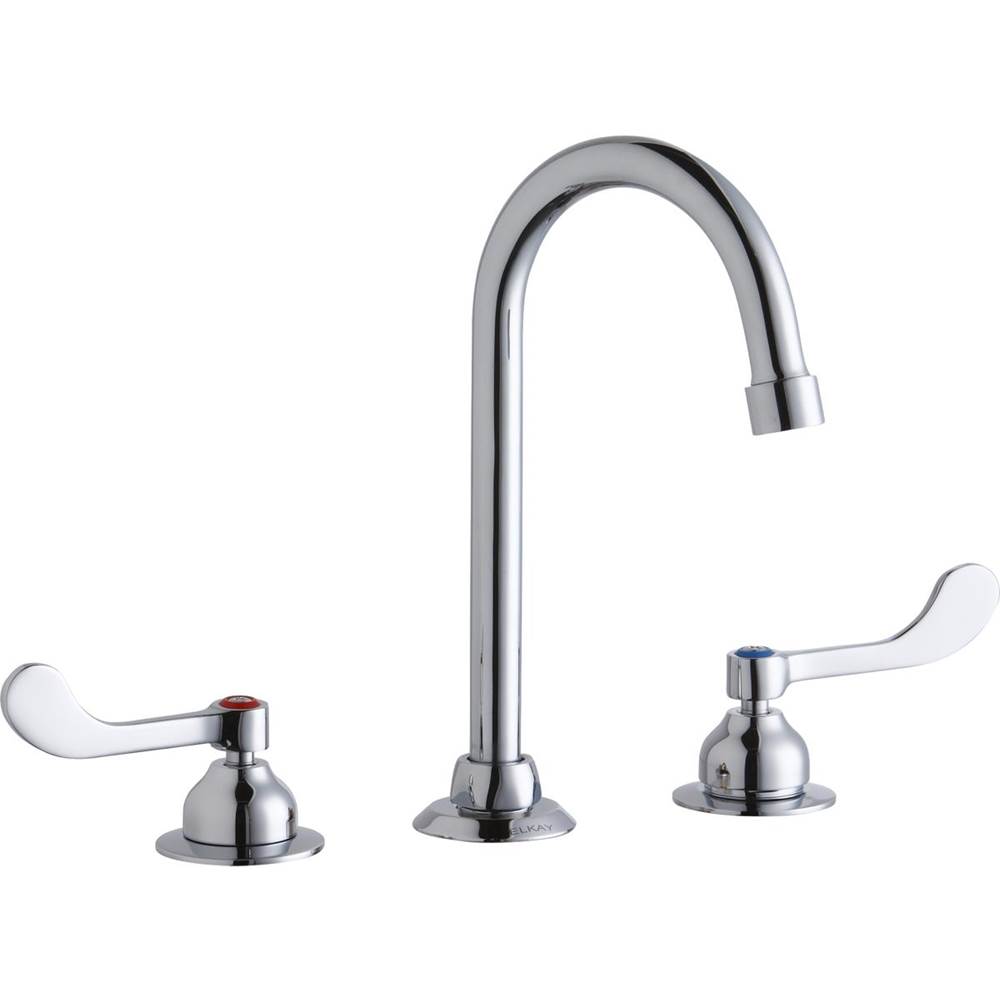 Elkay 8'' Centerset with Concealed Deck Faucet with 5'' Gooseneck Spout 4'' Wristblade Handles Chrome