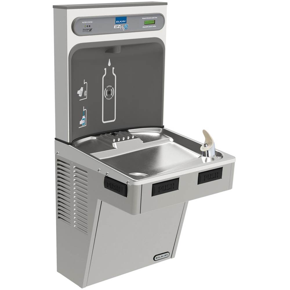 Elkay ezH2O Bottle Filling Station with Mechanically Activated, Single ADA Cooler Filtered Non-Refrigerated Light Gray