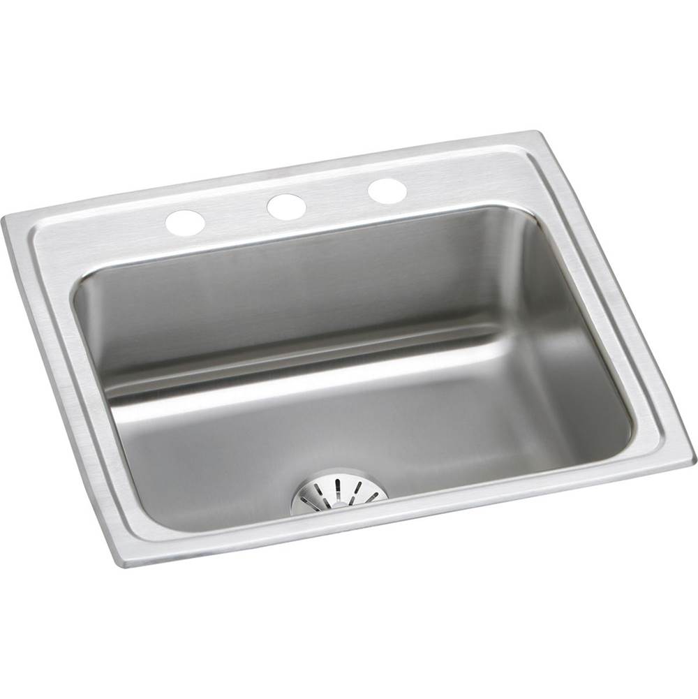 Elkay Lustertone Classic Stainless Steel 22'' x 19-1/2'' x 7-5/8'', 2-Hole Single Bowl Drop-in Sink with Perfect Drain