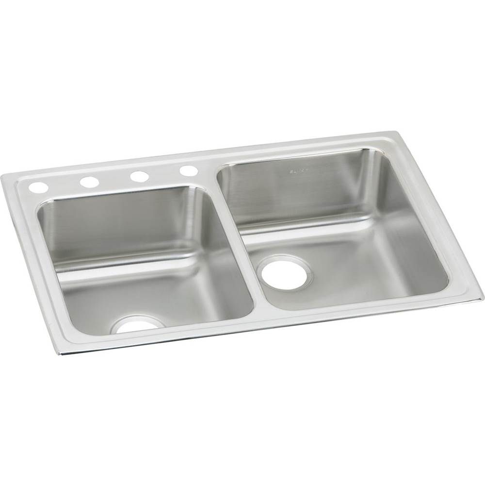 Elkay Lustertone Classic Stainless Steel 33'' x 22'' x 7-7/8'', Offset Double Bowl Drop-in Sink