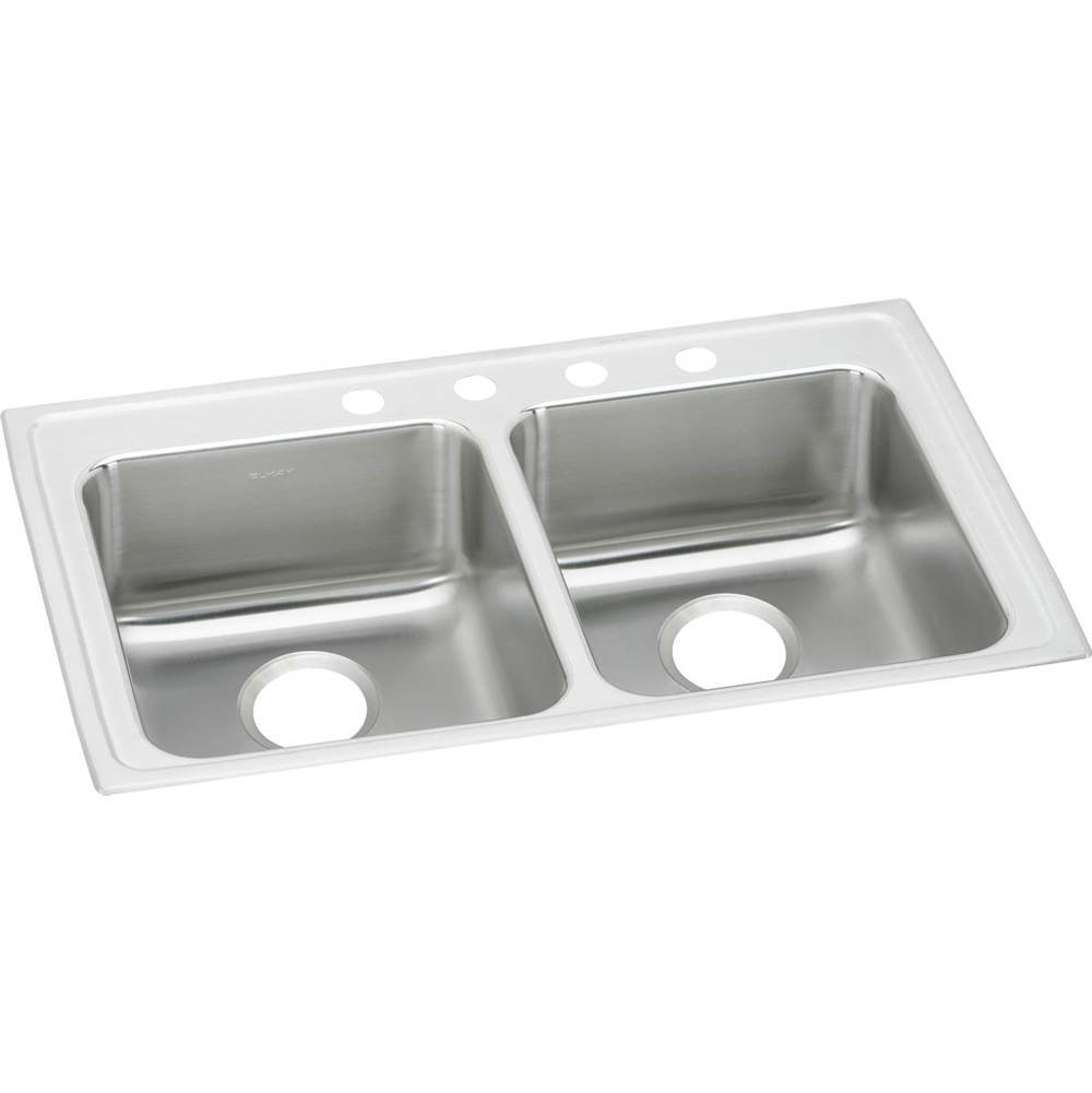 Elkay Lustertone Classic Stainless Steel 29'' x 22'' x 6-1/2'', 2-Hole Equal Double Bowl Drop-in ADA Sink