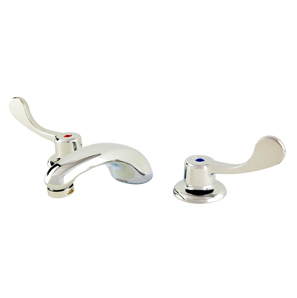 Gerber Plumbing Commercial 2H Widespread Lavatory Faucet w/ Wrist Blade Handles Rigid Connections & Less Drain 0.5gpm Chrome