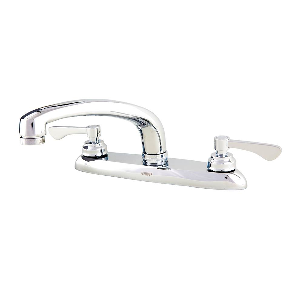 Gerber Plumbing Commercial 2H Kitchen Faucet w/ Lever Handles & w/out Spray 1.75gpm Chrome
