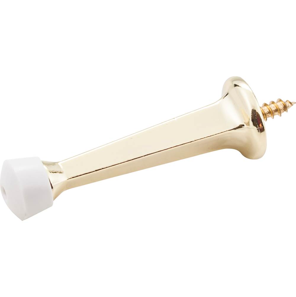Hardware Resources Solid Door Stop with Fixed Screw Attachment - Finish: Polished Brass