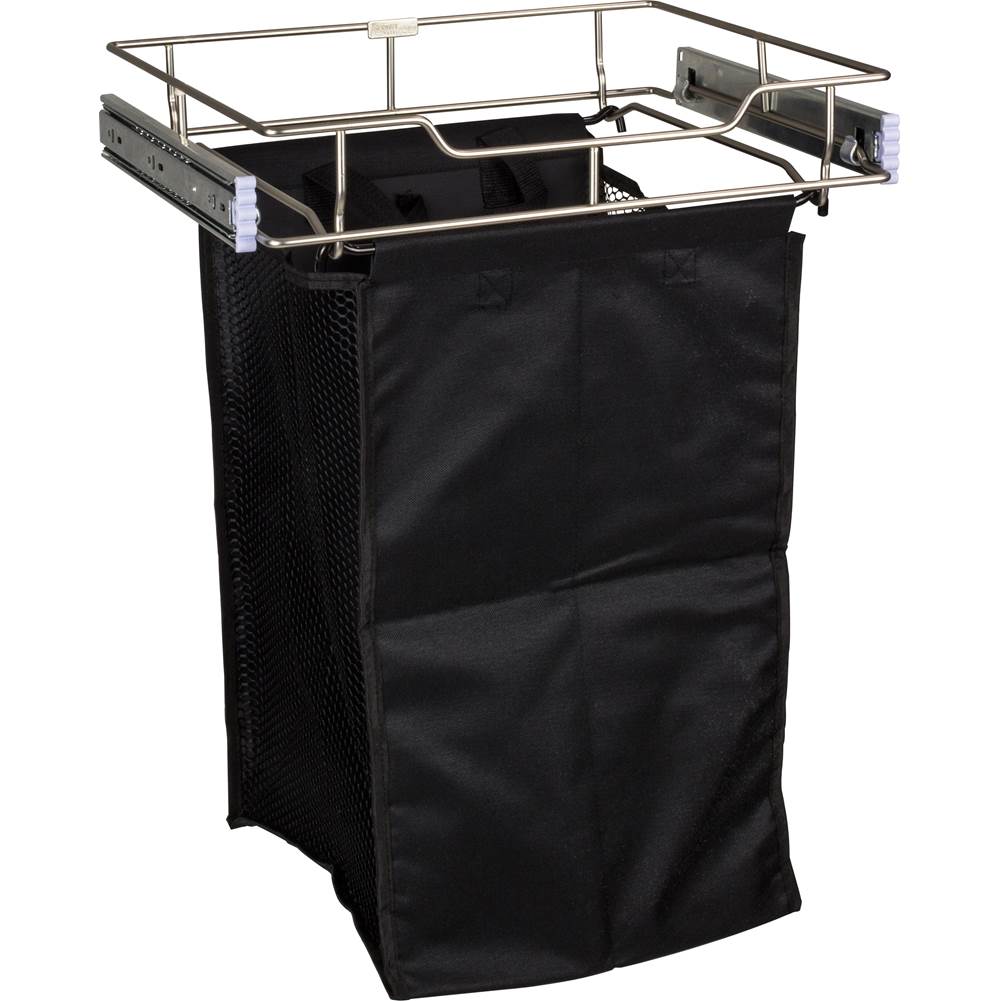 Hardware Resources Dark Bronze 14'' Deep Pullout Canvas Hamper with Removable Laundry Bag