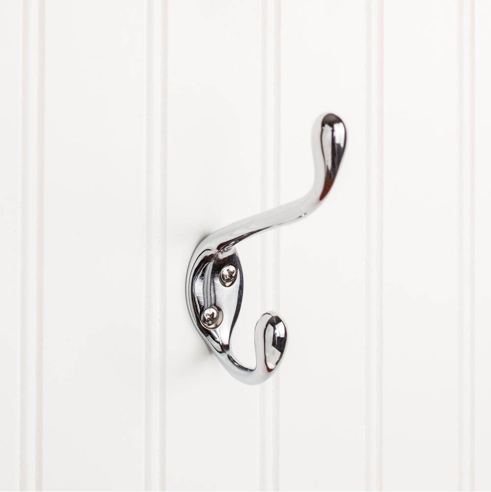 Hardware Resources 4-1/2'' Polished Chrome Large Transitional Double Prong Wall Mounted Hook