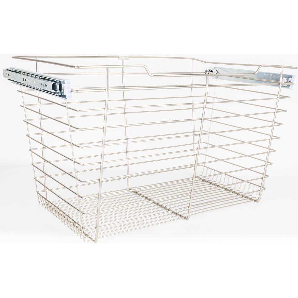 Hardware Resources Satin Nickel Closet Pullout Basket with Slides 14''D x 29''W x 17''H