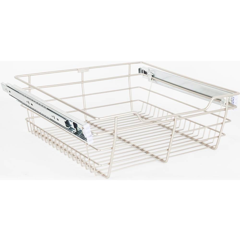 Hardware Resources Satin Nickel Closet Pullout Basket with Slides 14''D x 17''W x 6''H