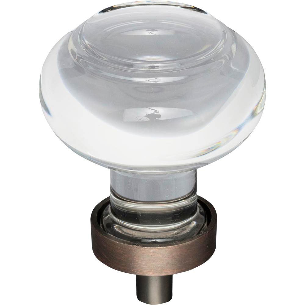 Jeffrey Alexander 1-7/16'' Diameter Brushed Oil Rubbed Bronze Button Glass Harlow Cabinet Knob