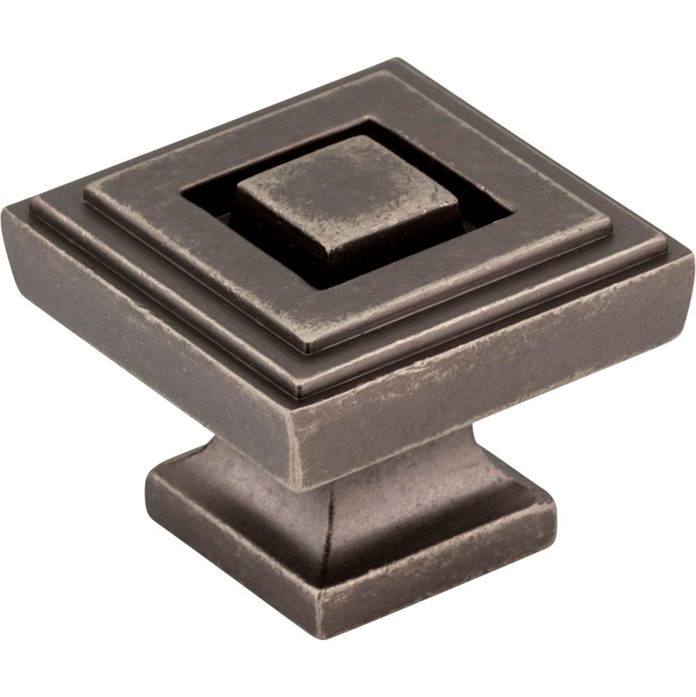 Jeffrey Alexander 1-1/4'' Overall Length Distressed Pewter Square Delmar Cabinet Knob