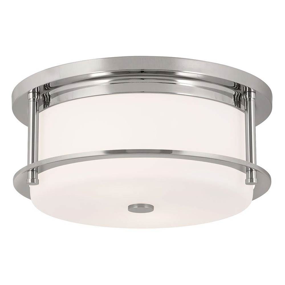 Kichler Lighting Brit 12 Inch 2 Light Flush Mount with Satin Etched Cased Opal Glass in Polished Nickel