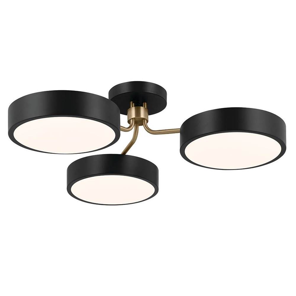 Kichler Lighting Sago 40 Inch 3 Light Semi Flush with Clear Acrylic with Inside Satin Etch in Black and Champagne Bronze
