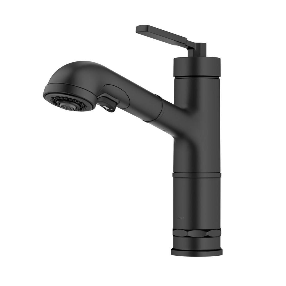 Kraus Allyn Industrial Pull Out Single Handle Kitchen Faucet In Matte Black