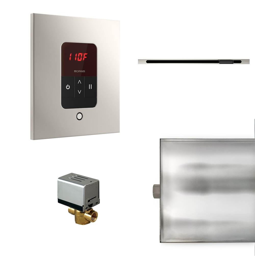 Mr. Steam Basic Butler Linear Steam Shower Control Package with iTempo Control and Linear SteamHead in Square Polished Nickel