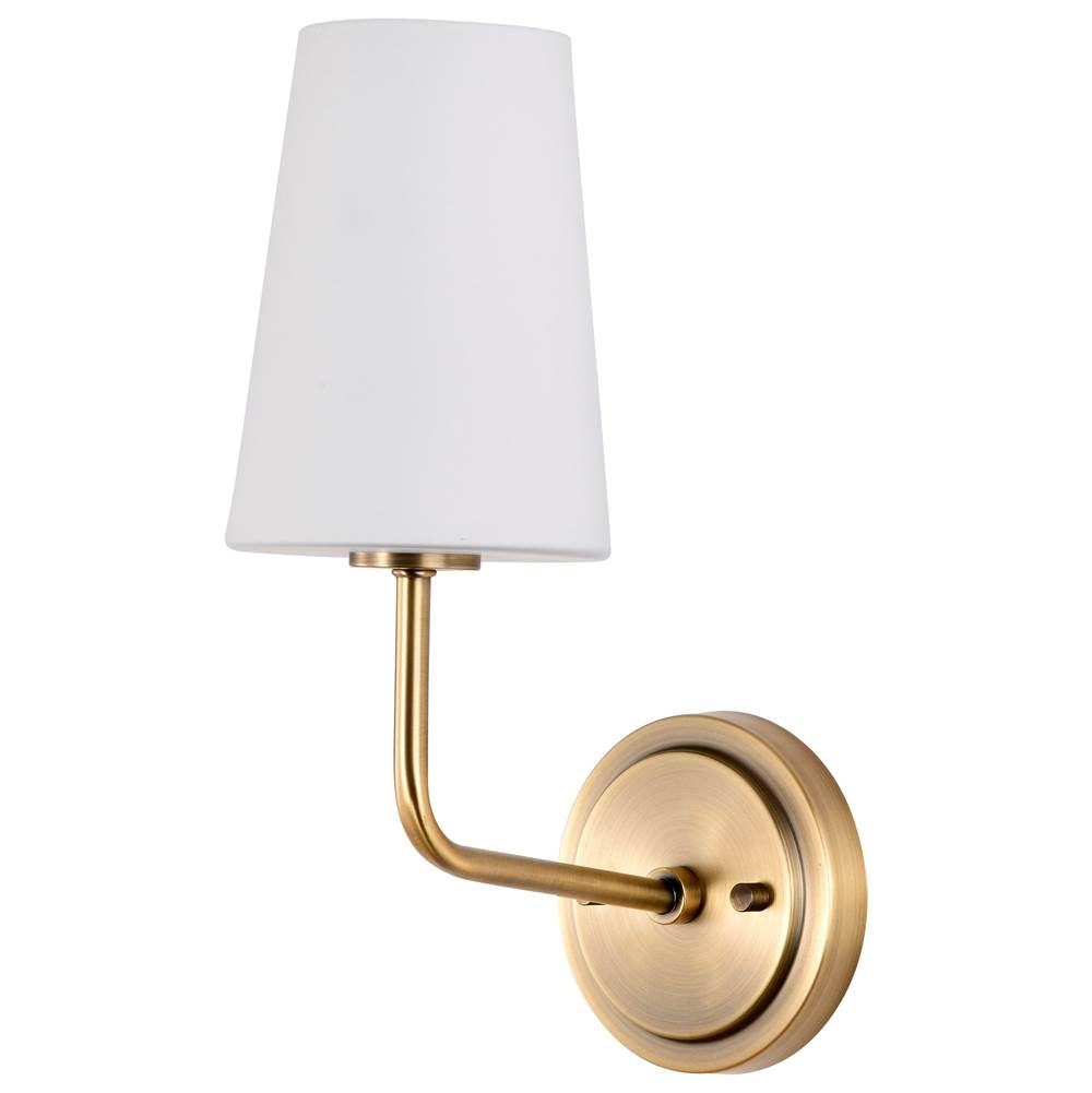 Nuvo Cordello 1 Light Sconce; Vintage Brass Finish; Etched White Opal Glass