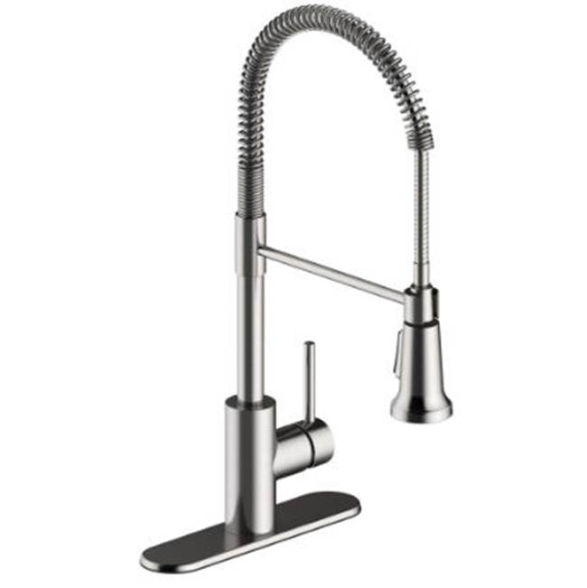 OmniPro Single Handle Stainless Steel Industrial Spring Neck Faucet