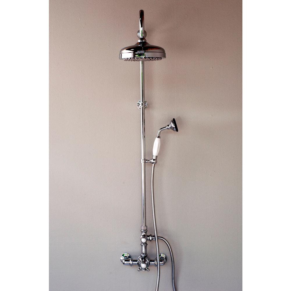 Strom Living Chrome Water Saving  Exposed Thermostatic 7'' Center Shower Unit With Multi Funct