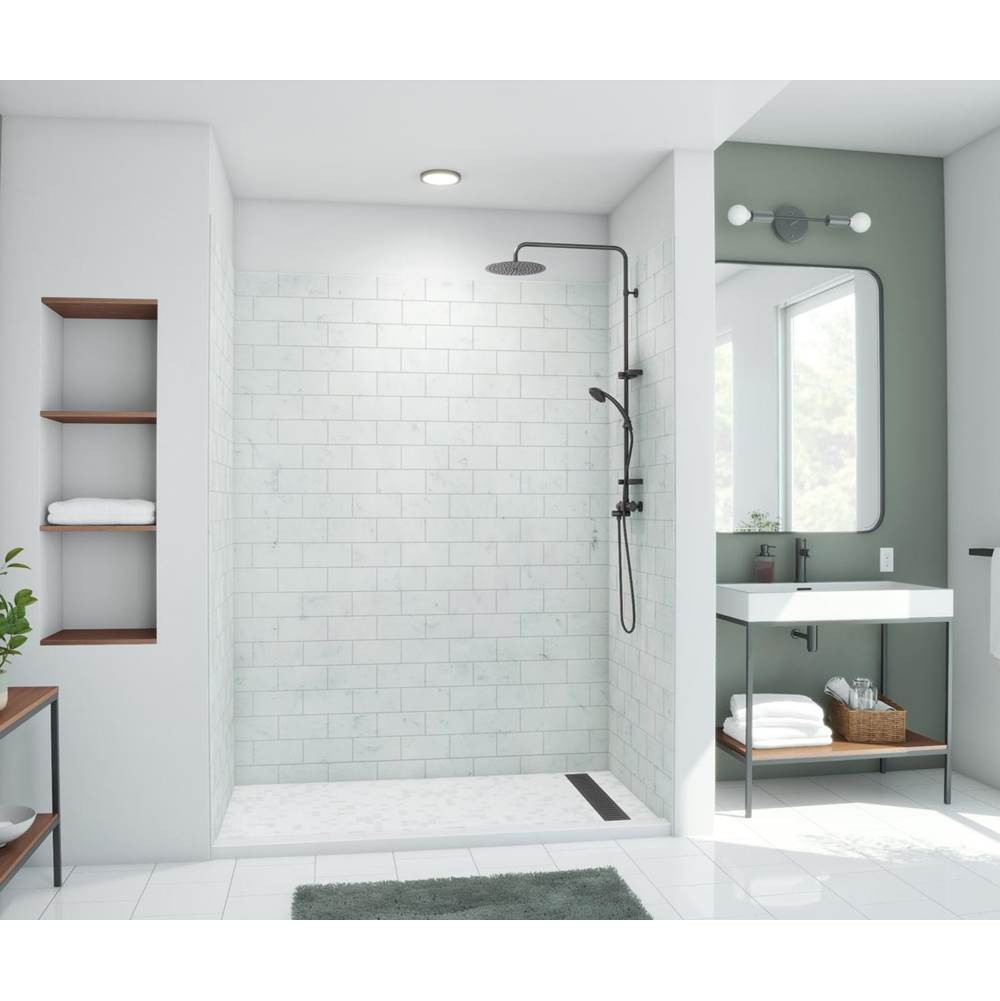 Swan MTMK84-3462 34 x 62 x 84 Swanstone® Metro Subway Tile Glue up Bathtub and Shower Wall Kit in Carrara