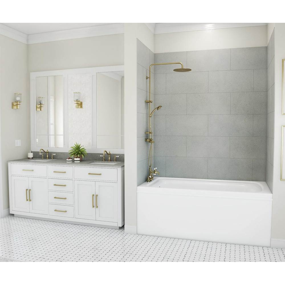 Swan TSMK72-3636 36 x 36 x 72 Swanstone® Traditional Subway Tile Glue up Bathtub and Shower Wall Kit in Ash Gray