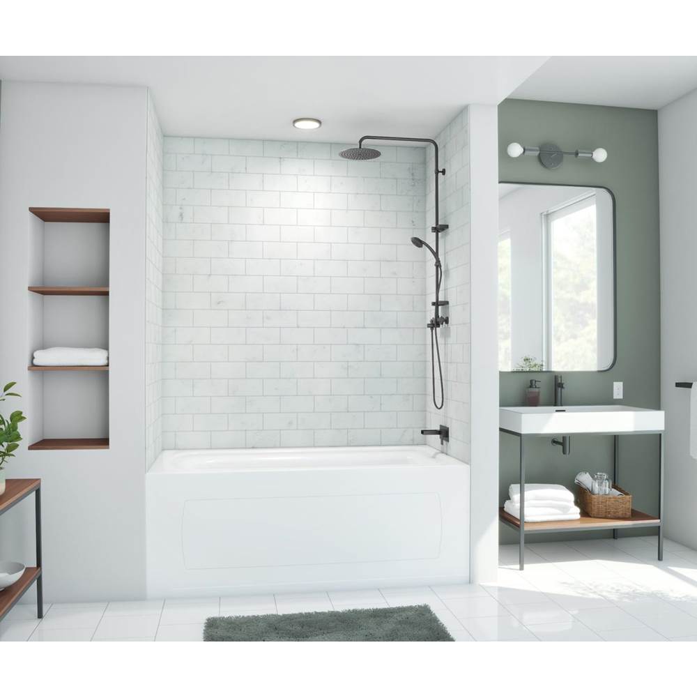 Swan MTMK72-3650 36 x 50 x 72 Swanstone® Metro Subway Tile Glue up Bathtub and Shower Wall Kit in Carrara